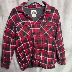 Old Mill Men's Red Black Plaid Sherpa Lined Flannel Shirt Jacket Size M
